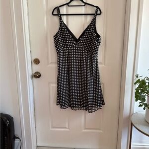 Abercrombie & Fitch Black Dress with White Polka Dots XL Tall or XLT